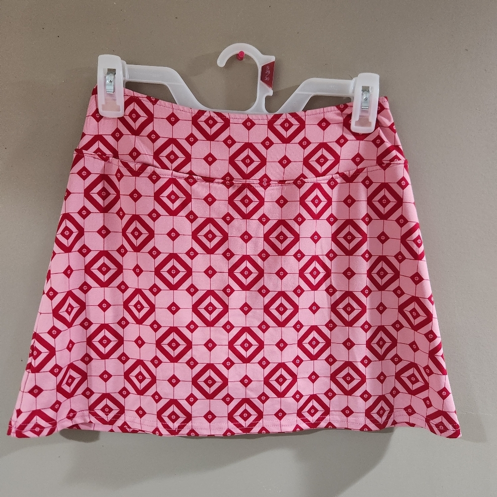 Pink Geo-Print Mini Skirt